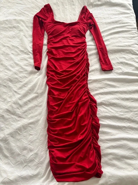 Long Sleeve Red Dress - Picture 1 of 1